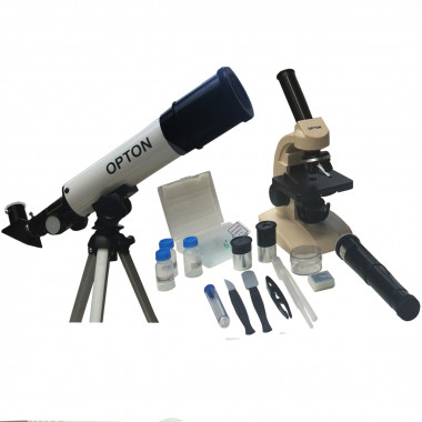 KIT Microscópio Biológico Monocular 400X + Telescópio Astronômico 90X
