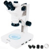 Microscópio Estereoscópico Trinocular Aumento 8X a 200X Iluminação Transmitida e Refletida LED 2W